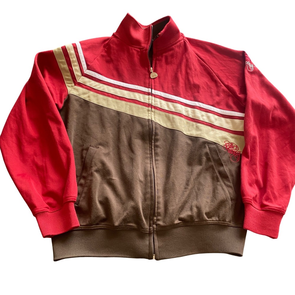 Billabong Jacket Mens Large Y2K Track Red Brown Colorblock Full Zip Surf Skate